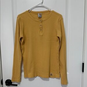 CARHARTT WOMEN'S LONG-SLEEVE RIBBED HENLEY SHIRT YELLOW SIZE MEDIUM
